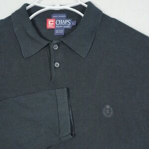 Vintage Chaps Ralph Lauren Knit Polo Men's Size Large Black Hand‎ Framed Shirt